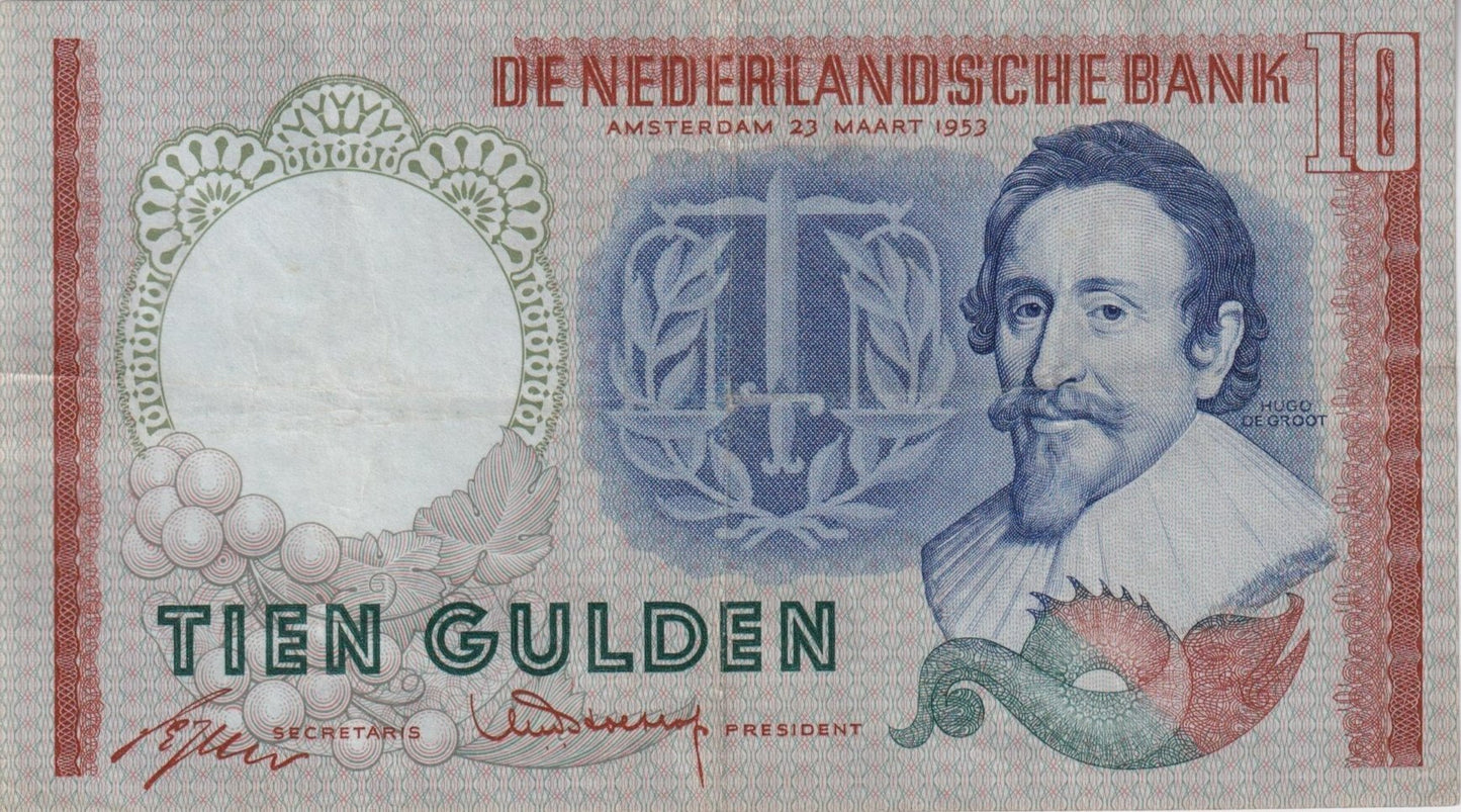 10 Gld. 1953 Hugo de Groot, zfr.  48.1.b