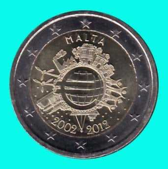 Euro 10 jaar, Malta unc 2012