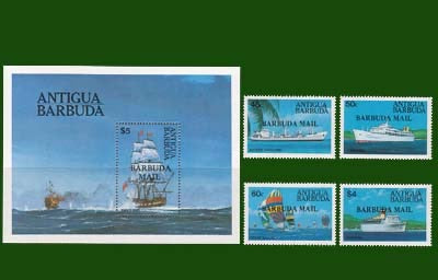 1984 Barbuda, Michel no. 734-738 + bloc