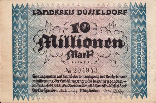 1923, 10 Miljoen Mark Dusseldorf