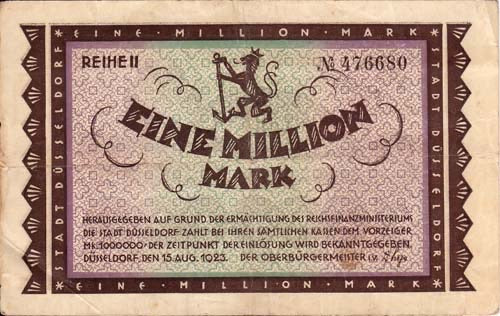 1923, 1 Miljoen Mark Dusseldorf