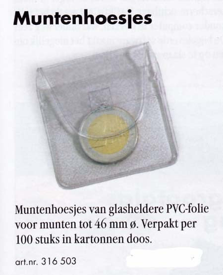 Munthoesjes PVC per 100 st. voor munten tot 46mm.