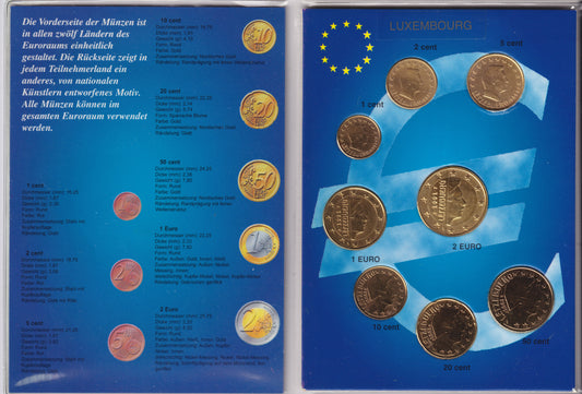 2002 complete serie Luxemburg UNC, VERGULD !! in mapje