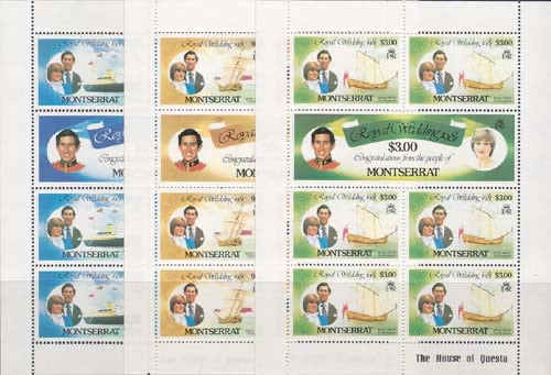 1981 Montserrat, 3 velletjes, Michel no. 465-470