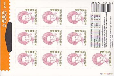 2009 Beatrix Euro, 0,44  10 stuks zelfklevend