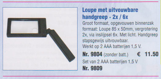 Loupe met Uitklapbare handgreep 2x/6x vergrotend,met verlichting