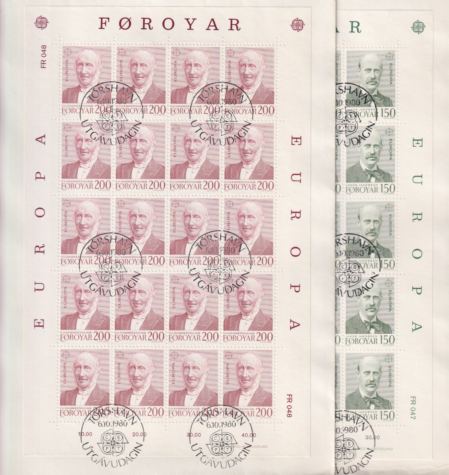 Far Oer, Europa 1980 complete velletjes op 2 covers