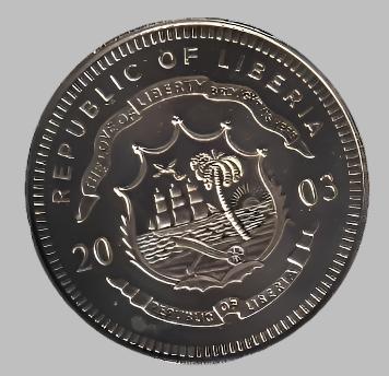 2003 Liberia, 5 dollar citta del Vaticano, pre Euro