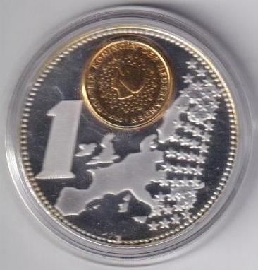 1 Euro Cent, the new European Currency 2002 met inlay muntje