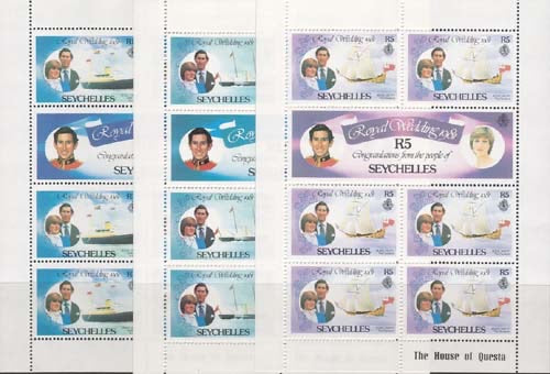 1981 Seychelles 3 velletjes , Michel no. 483-488