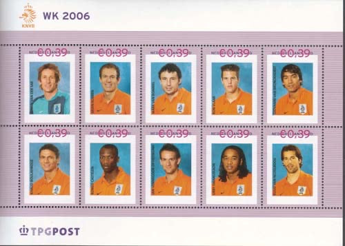 2006 Persoonlijke postzegel WK, met o.a. v.d.Sar