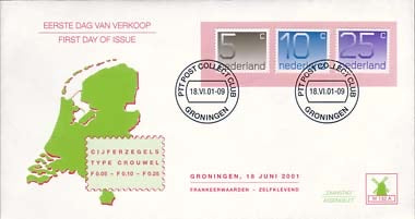 2001 Crouwelzegels  0,05 0,10, 0,25