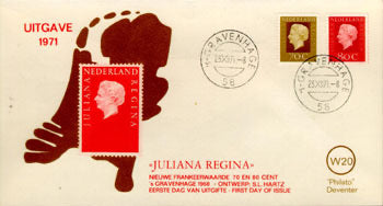 1971	Juliana Regina, 0,70 en 0,80 gulden