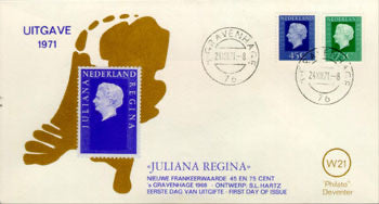 1971	Juliana Regina, 0,45 en 0,75 gulden