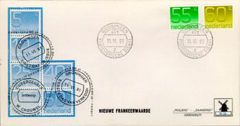 1981	Nieuwe frankeerwaarde, cijfer, 0,55 en 0,60 gulden