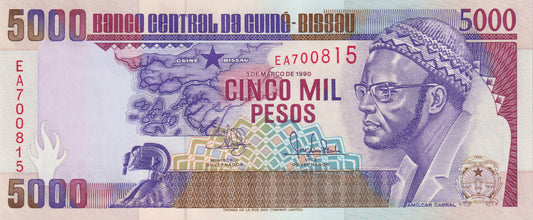 Guinee Bissau 1990, 5000 pesos unc.