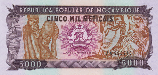 Mozambique, 5000 meticais 1988, unc