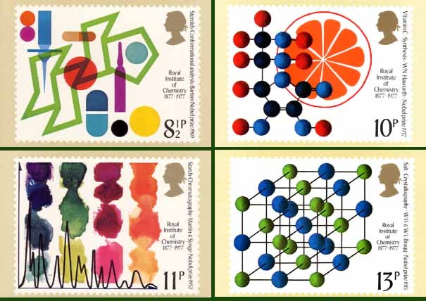 Engeland 1977, 4 kaarten Chemie