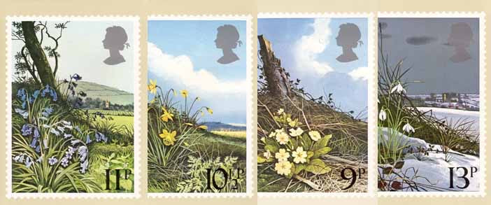 Engeland 1979, 4 kaarten Wilde bloemen