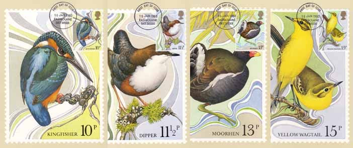 Engeland 1980, 4 kaarten Vogels