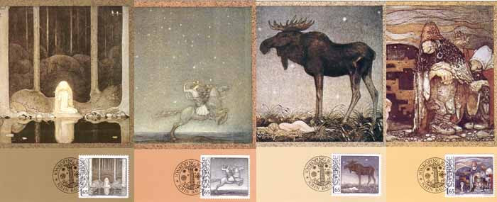 Zweden 1982, 4 kaarten, kunst, MK.02/05