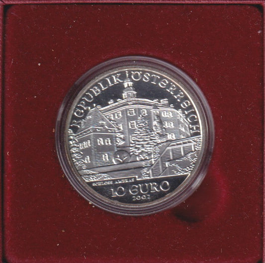 2002 Oostenrijk 10 Euro SCHLOSS AMBRAS proof in doosje