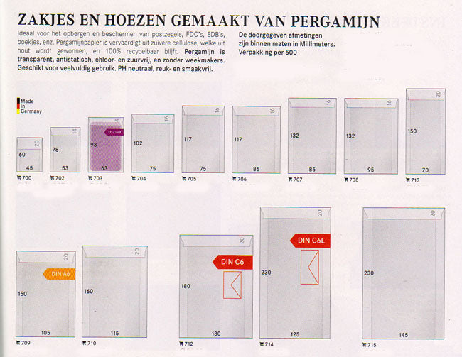 Pergamijn zakjes per 500 stuks