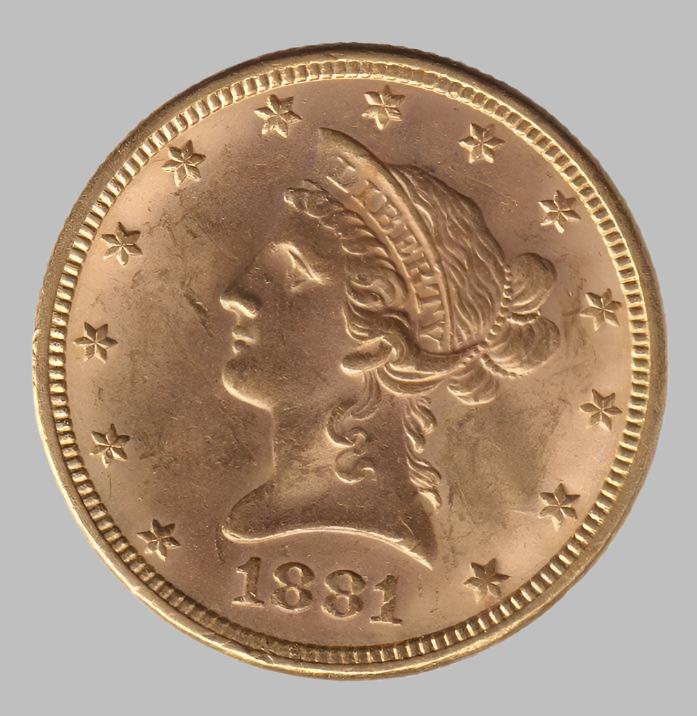 1881  USA 10 dollar goud, Liberty Head