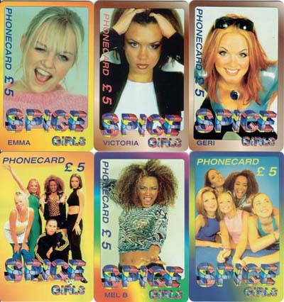 Spice girls, 6 kaarten van 5 pond - Klik op de afbeelding om het venster te sluiten