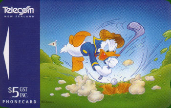 N-Zeeland, Donald speelt golf, ongebruikt - Klik op de afbeelding om het venster te sluiten