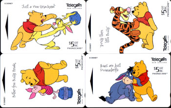 N-Zealand, Winnie the Pooh, part 2, 4 cards, new - Click Image to Close