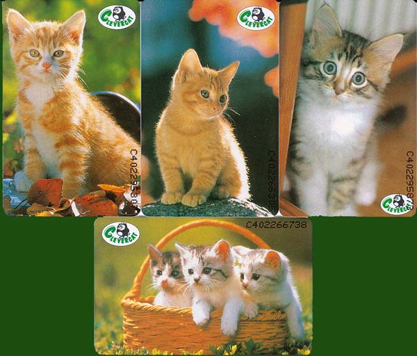 Katten, 4 stuks belfris van 2 DM Clevercat, schaars - Klik op de afbeelding om het venster te sluiten
