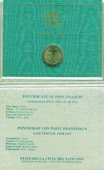 Vaticaan 2 EURO 2013 in mapje - Click Image to Close