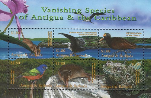Antigua-Barbuda vel met 6 zegels - Klik op de afbeelding om het venster te sluiten
