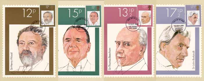 England 1980, 4 cards famous conductors - Click Image to Close