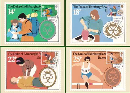 England 1981, 4 cards Duke of Edinburgh award - Click Image to Close